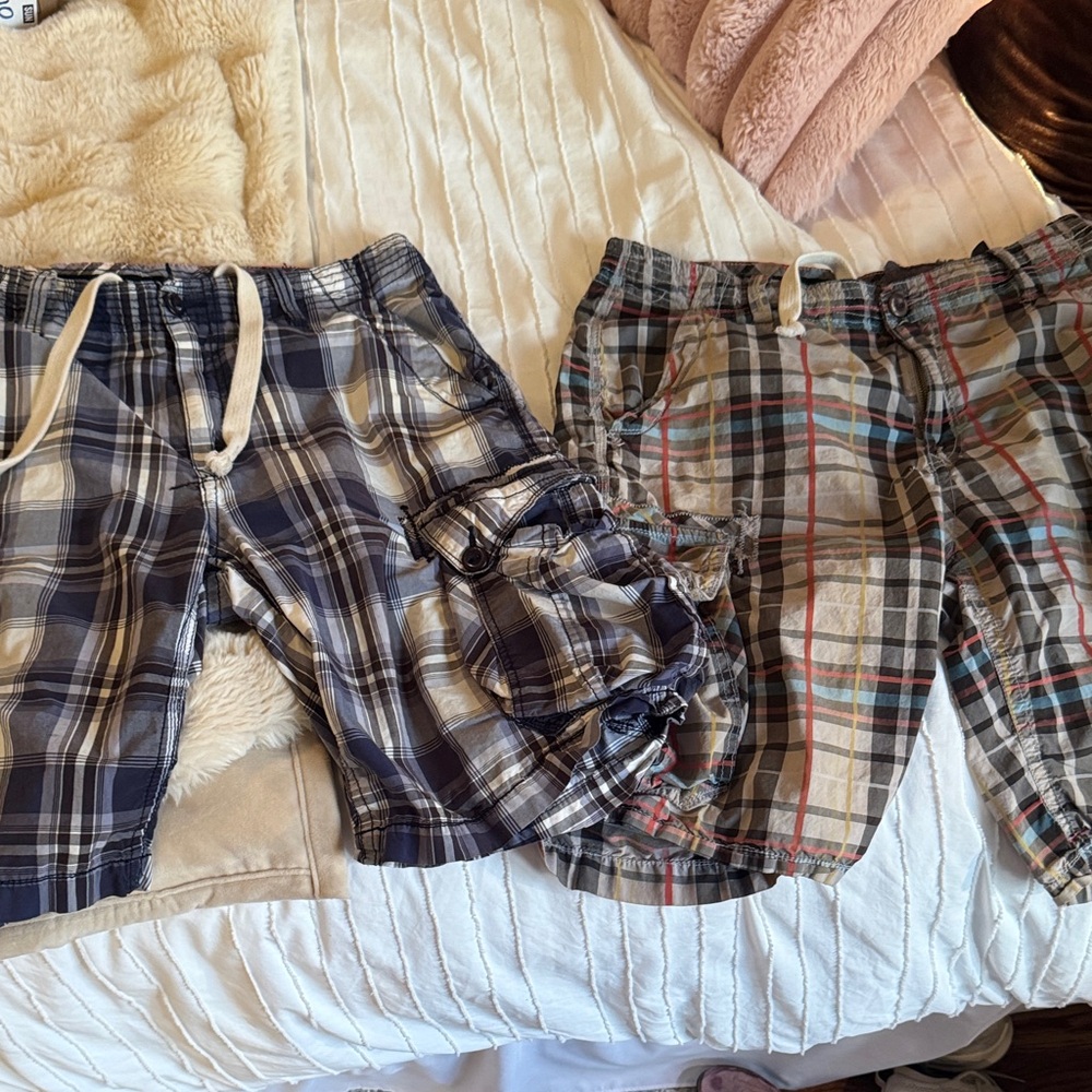 Plaid Cargo Shorts Set